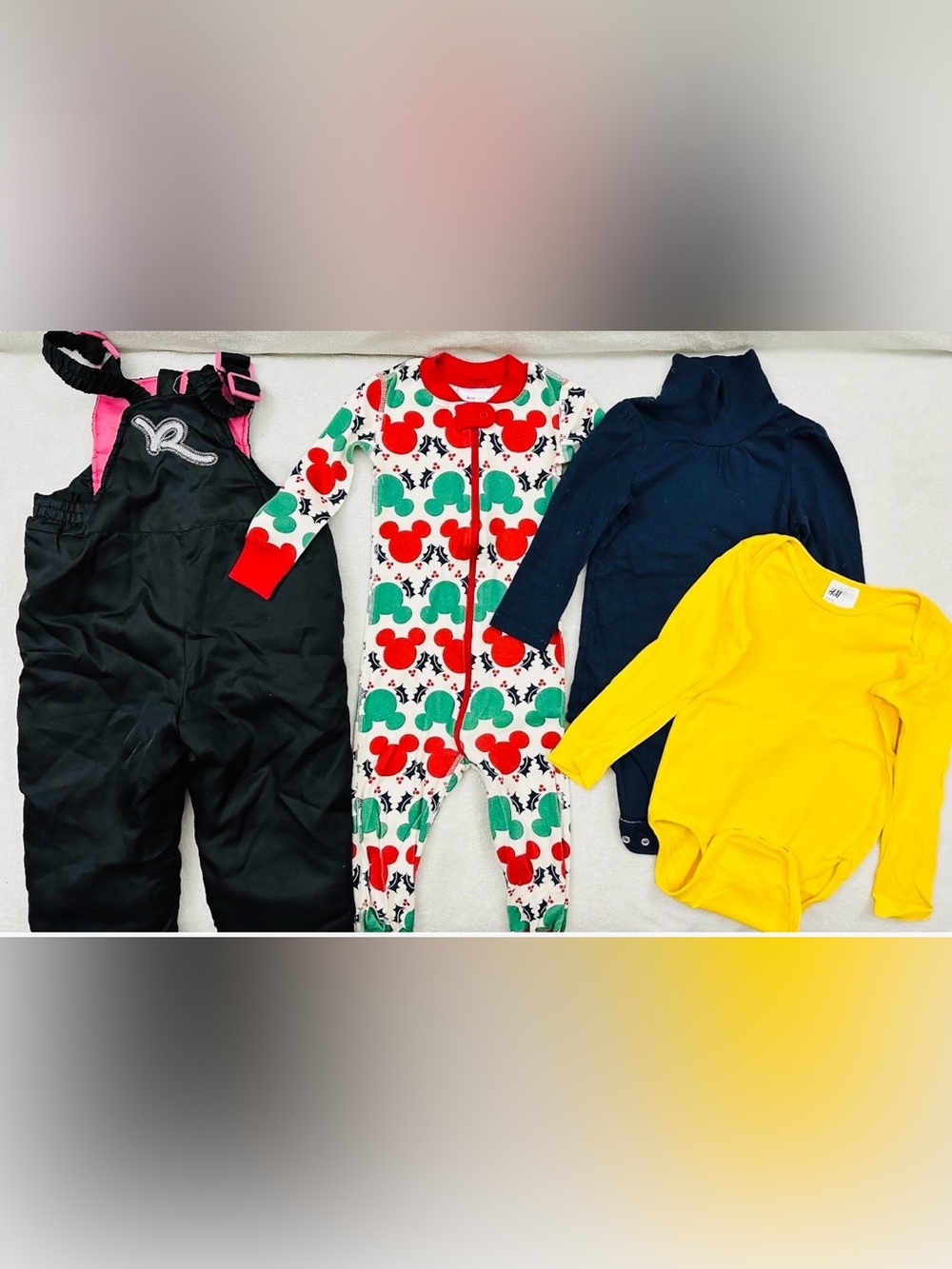 Lot Girl Clothes Size 2-3T Snow Bib, Tops Disney,H&M Excellent Condition
